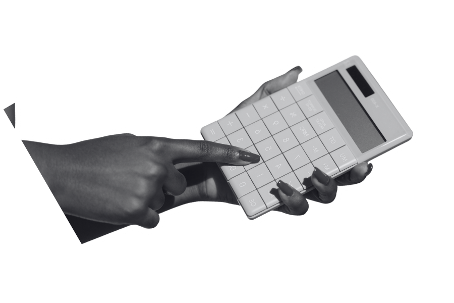 Hand holding a vintage calculator — symbol for coaching pricing clarity and investment in yourself